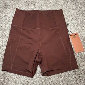 NWT girlfriend collective High-Rise Run Short athletic gym workout brown medium